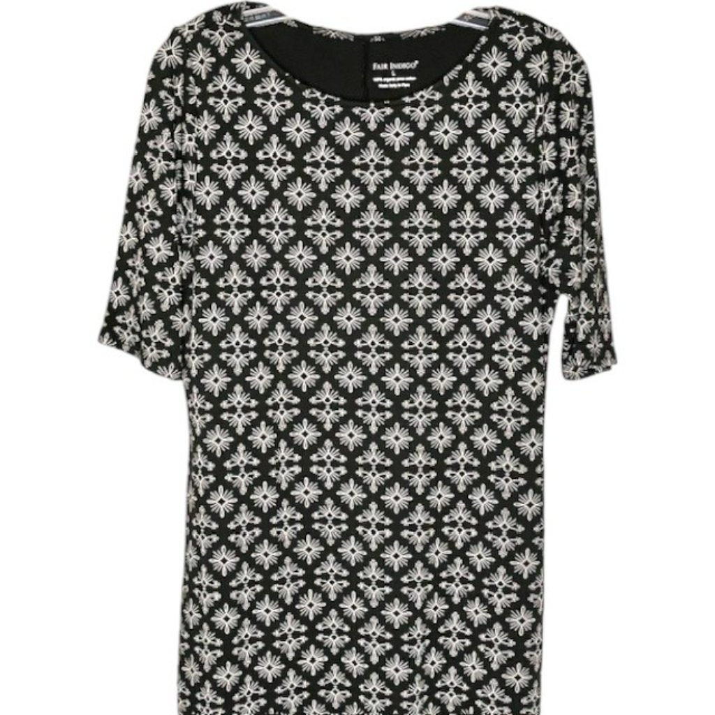 Fair Indigo 100% Organic Pima Cotton T-Shirt Dress - Navy/White - L — image 2 of 8